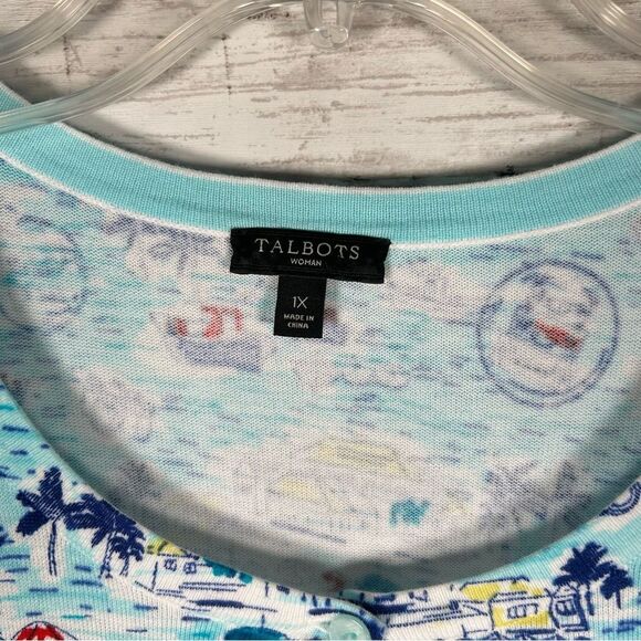 Talbots Santorini Soft Knit 3/4 Sleeve Coastal Cardigan 1x - Picture 4 of 8
